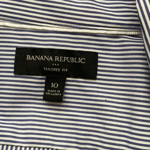 Banana Republic Navy and White Striped Shirt Tailored Fit - Picture 3 of 9